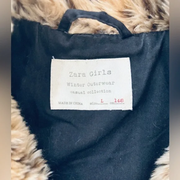 Zara Girls Leopard Print Faux Fur Zip Outerwear Vest Size L - Picture 5 of 7